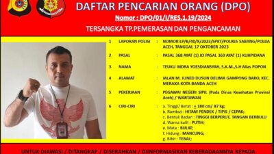 Polres Sabang Keluarkan DPO Terhadap TIY alias Popon