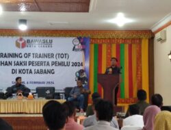 Sepekan Jelang Pemilu, Panwaslih Sabang Bekali Saksi Parpol Pemilu 2024