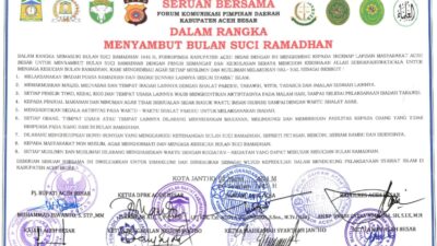 Forkopimda Aceh Besar Keluarkan Seruan Bersama  Ramadhan 1445 H
