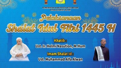 Ustadz Helmi Nasution dari Sumut Khatib Shalat Idul Fitri di Masjid Al-Munawwarah Kota Jantho