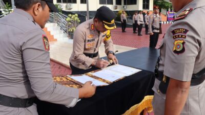 Polres Nagan Raya Gelar Upacara Serah Terima Jabatan Kasat dan Kapolsek