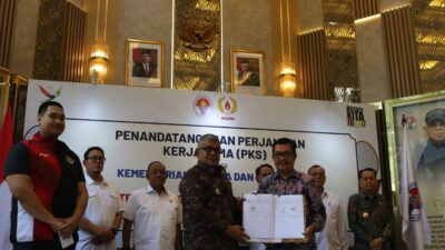 Pj Gubernur Aceh Lakukan Penandatanganan PKS Penyelanggaraan PON XXI di Kemenpora