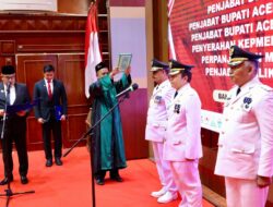 Lantik Tiga Pj Bupati, Gubernur Aceh Ingatkan Kesuksesan PON XXI dan Pilkada