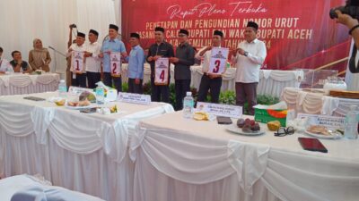 KIP Adakan Rapat Pleno Pencabutan Nomor Urut Calon Bupati dan Wakil Bupati Aceh Selatan