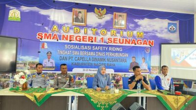 Dinas Perhubungan Nagan Raya Gelar Sosialisasi Safety Riding di SMA Negeri 1 Seunagan