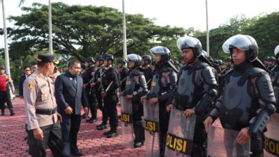 Polres Aceh Besar Gelar Apel Pergeseran Pasukan Pengamanan TPS Pilkada Serentak 2024