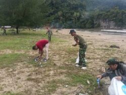 Sambut HUT Kodam IM Ke-68, Personel Kodim 0101/KBA Gelar Aksi Bersih Pantai Pasie Jantang
