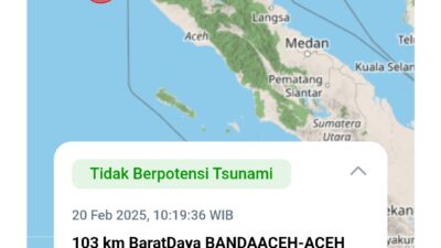 Gempa 5,2 SR Guncang Banda Aceh