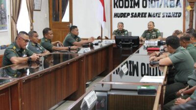 Momen Evaluasi dan Penguatan Sinergi, Kodim 0101/KBA Terima Kunjungan Tim Was Audit Kinerja