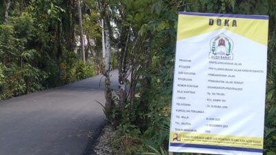 Pemkab Aceh Barat Bangun Jalan Kabupaten Dana DOKA PUPR di Desa Alu Tampak