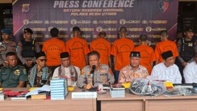 Polres Aceh Utara Amankan Enam Pria Diduga Sebar Ajaran Menyimpang