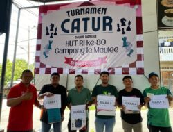 Gampong Ie Meulee Sabang Gelar Turnamen Catur, Roni Zariansyah Juara Pertama