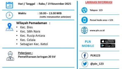 PLN Takengon akan Lakukan Pemadaman Listrik Sementara, Ini Wilayah Terdampak