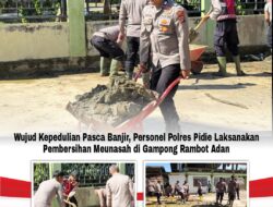 Personel Polres Pidie Laksanakan Pembersihan Meunasah di Gampong Rambot Adan