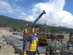 TNI Pacu Pembangunan Jembatan Bailey Beutong Ateuh Benggalang