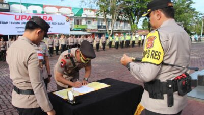 Kapolres Aceh Barat Pimpin Sertijab, Kompol Hari Purnomo Resmi Jabat Wakapolres Aceh Barat
