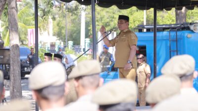 Pimpin Gelar Apel Bersama Satpol PP dan WH, Bupati Aceh Besar: Lakukan Penertiban Secara Bermartabat