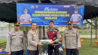 Polres Pidie Jaya Sembelih Lima Sapi untuk Dibagikan kepada Personel