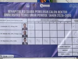 Prof Dr Nyak Amir Terpilih Sebagai Rektor Universitas Teuku Umar Periode 2026-2030