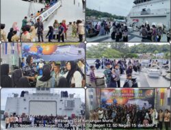 Pelajar dan Saka Bahari Lanal Sabang Kunjungi KRI Semarang-594 di Dermaga Lanal Sabang