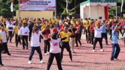 Semarak Hari Bhayangkara Ke-80, Polres Aceh Besar Gelar Olahraga Bersama dan Bagikan Doorprize