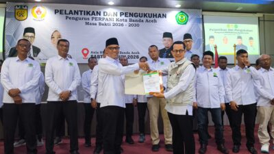 Ketua Pengprov Perpani Aceh Kukuhkan Pengcab Perpani Banda Aceh Masa Bakti 2026–2030