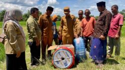Tinjau Sawah Masyarakat Kekeringan, Bupati Aceh Barat Serahkan Bantuan Mesin Pompa Air Beserta Slang