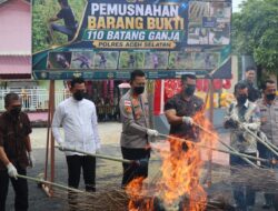 Musnahkan Barang Bukti Ganja, Kapolres Aceh Selatan Tegaskan Komitmen Berantas Narkotika
