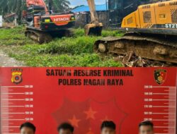 Satreskrim Polres Nagan Raya Amankan Dua Alat Berat dan Empat Terduga Pelaku Tambang Ilegal