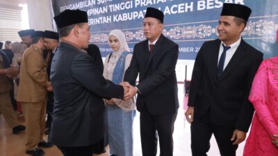 Bupati Aceh Besar Lantik Delapan Pejabat Pimpinan Tinggi Pratama, Ini Nama dan Jabatanya