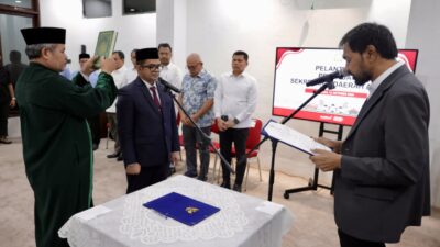 Gubernur Mualem Lantik Taufik sebagai Pejabat Sekda Aceh di Medan